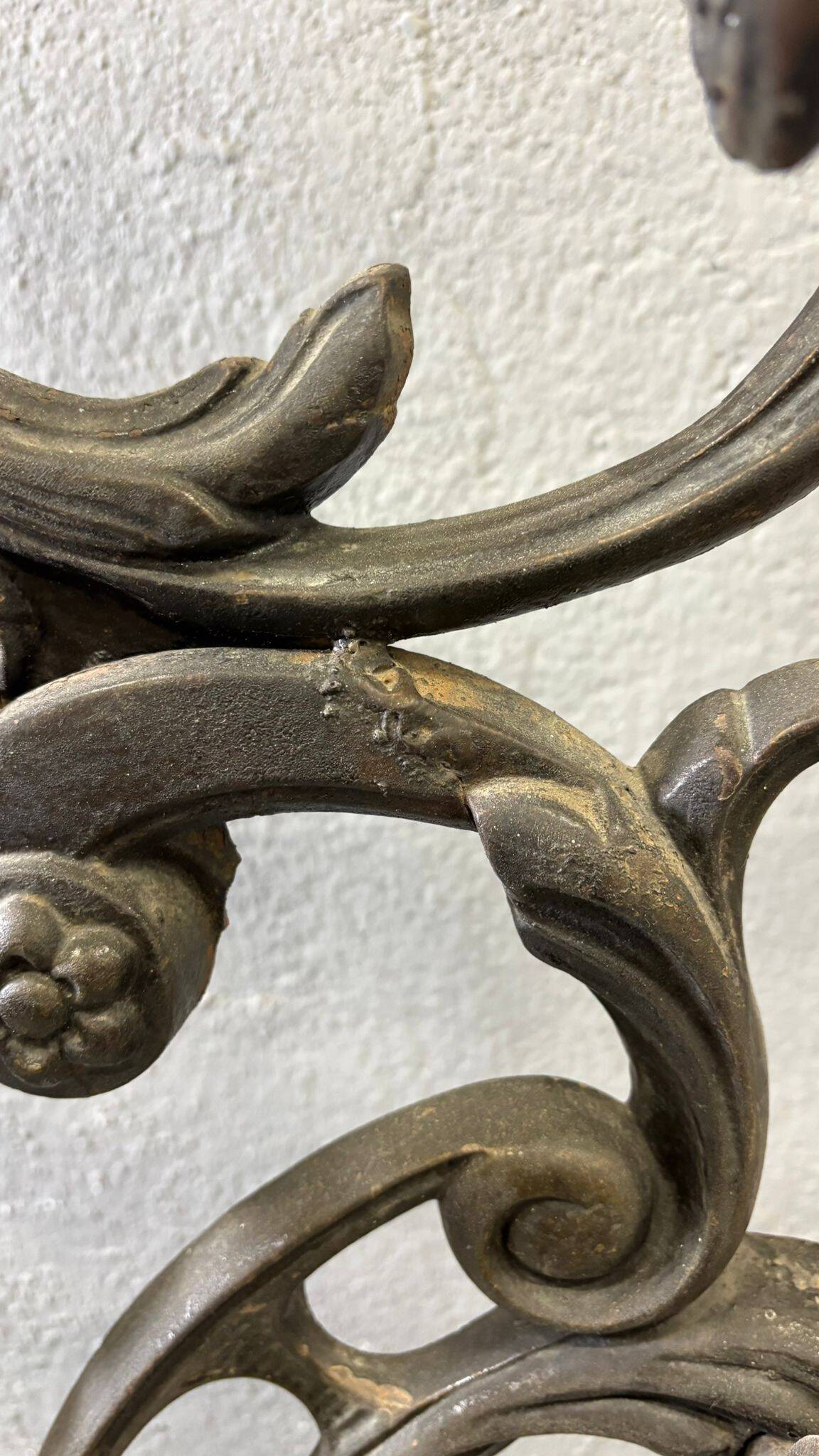 Antique cast iron hall stand, Victorian coat rack with marble base, ornate hall tree, 19th century
