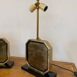 Pair of brass and gold-plated lamps by George Mathias, 1970