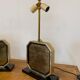 Pair of brass and gold-plated lamps by George Mathias, 1970