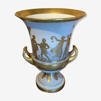 Vase Médicis en porcelaine italienne et doré à l'or