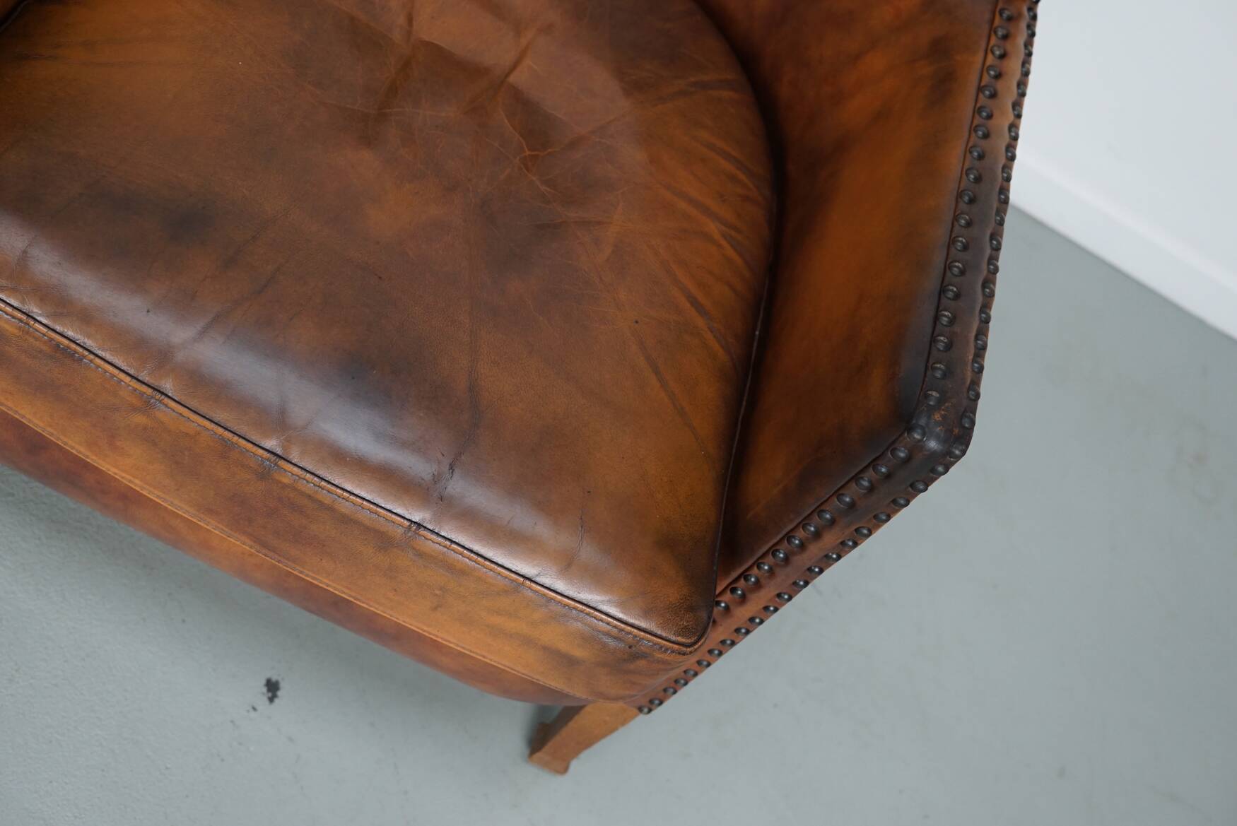Vintage Dutch Cognac-Coloured Leather Club Chair, Lot of 2