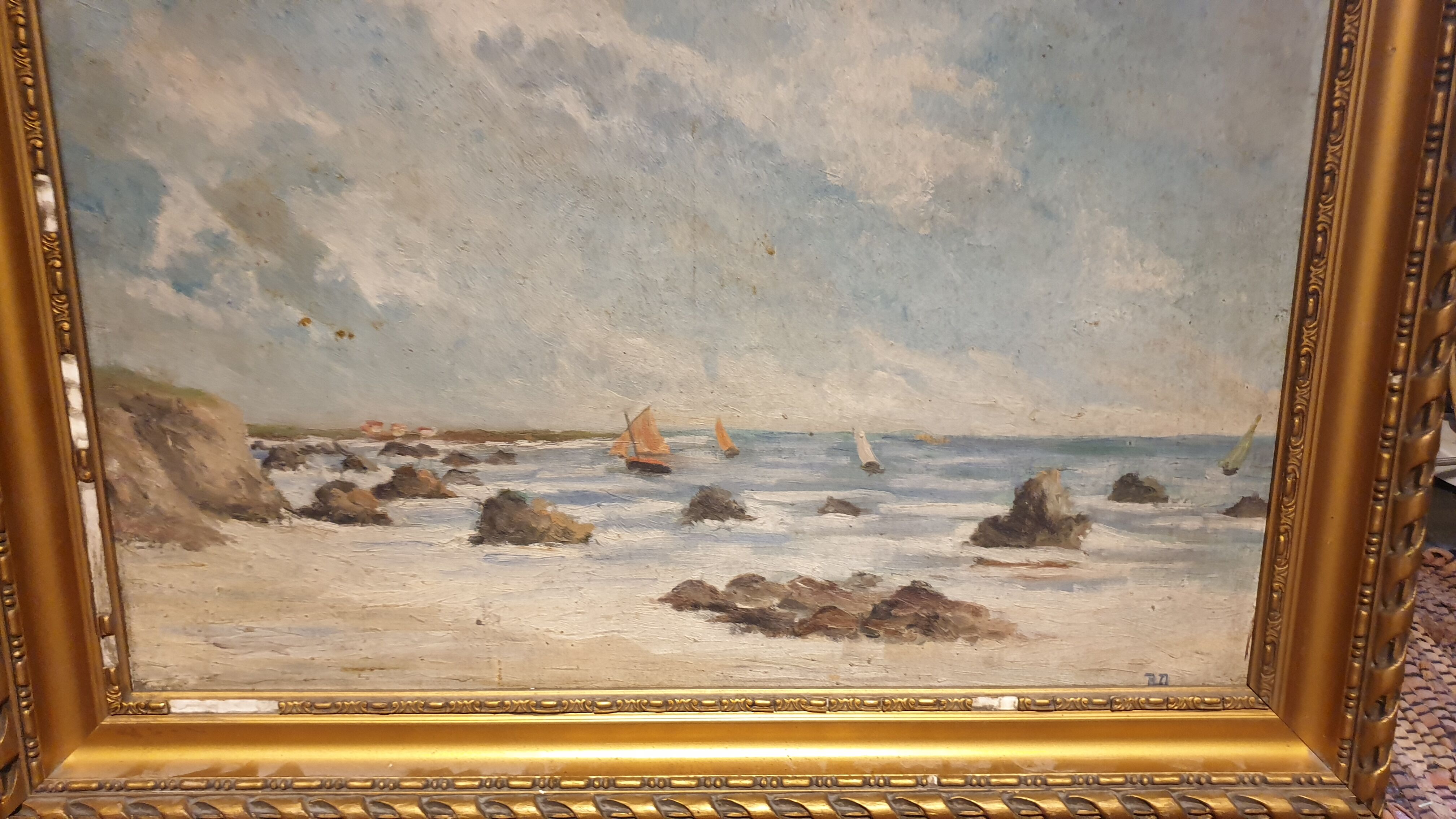 Huile sur toile paysage côtier