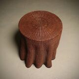 Wicker Ghost Drapery Side Table or Stand 1970s