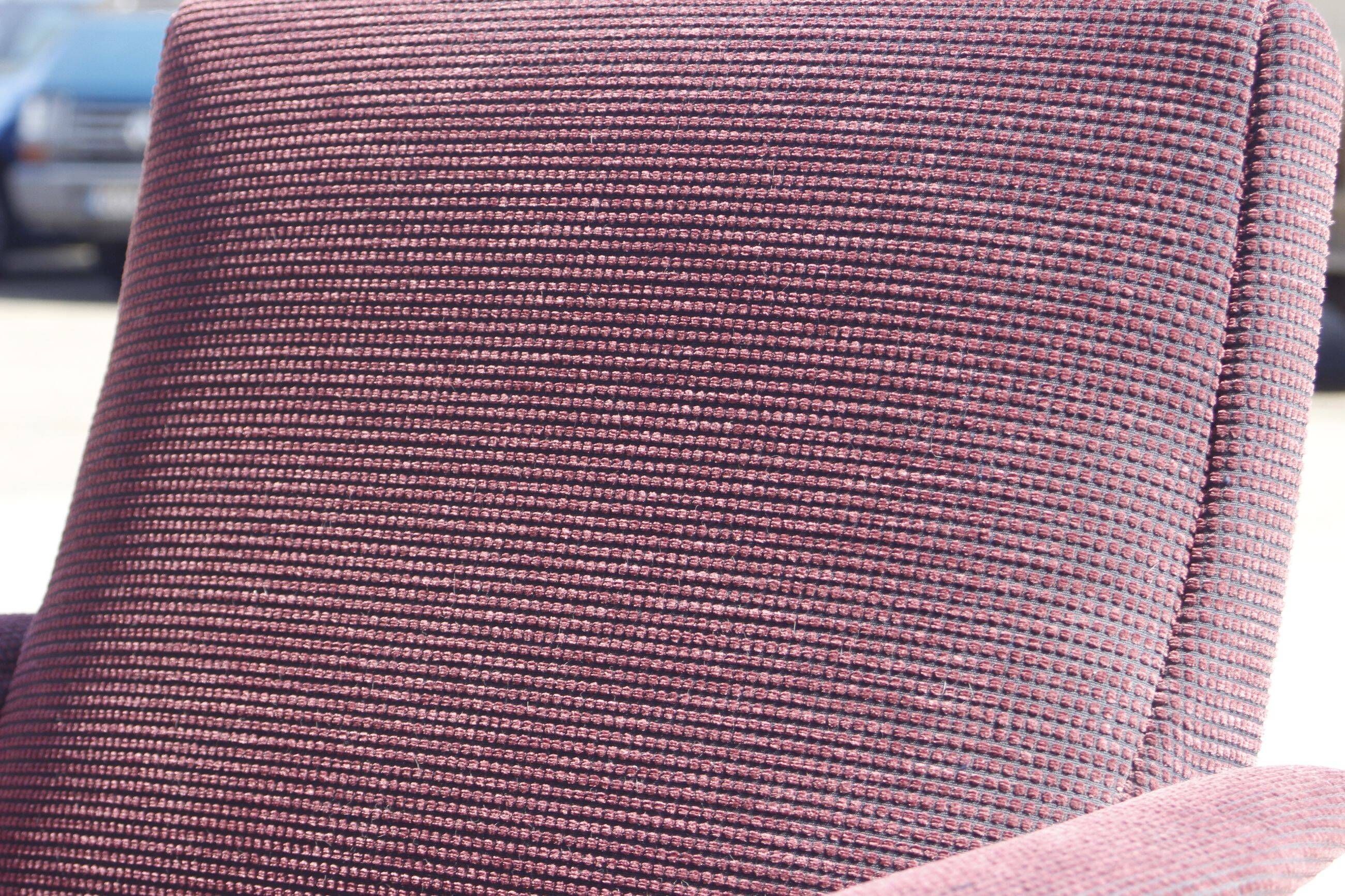 Pair of vintage purple velvet compass foot armchairs 1950s