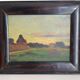 Old painting, countryside landscape