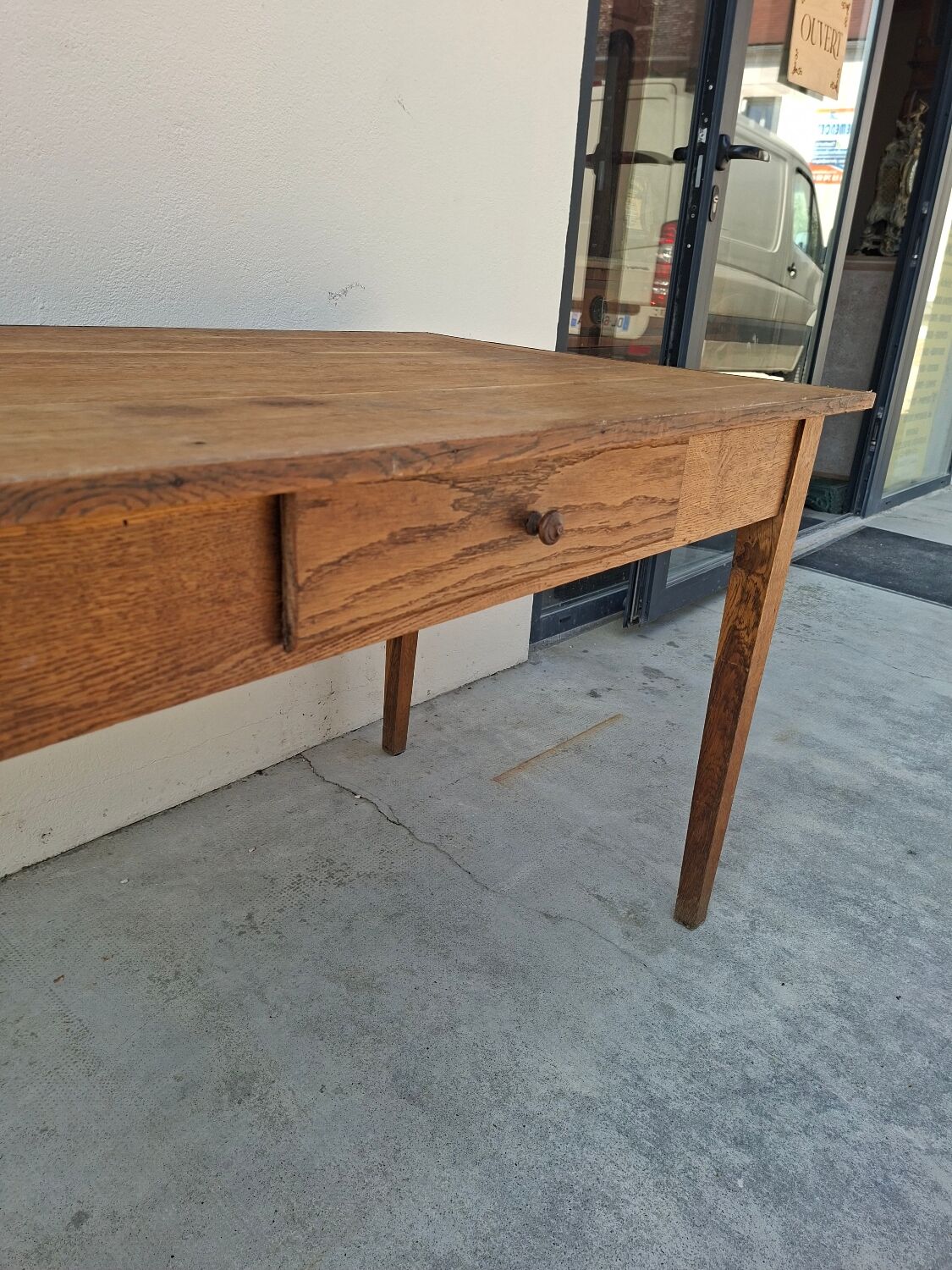 Rustic farmhouse table, antique, made in 1900 from solid oak, 1.12m.