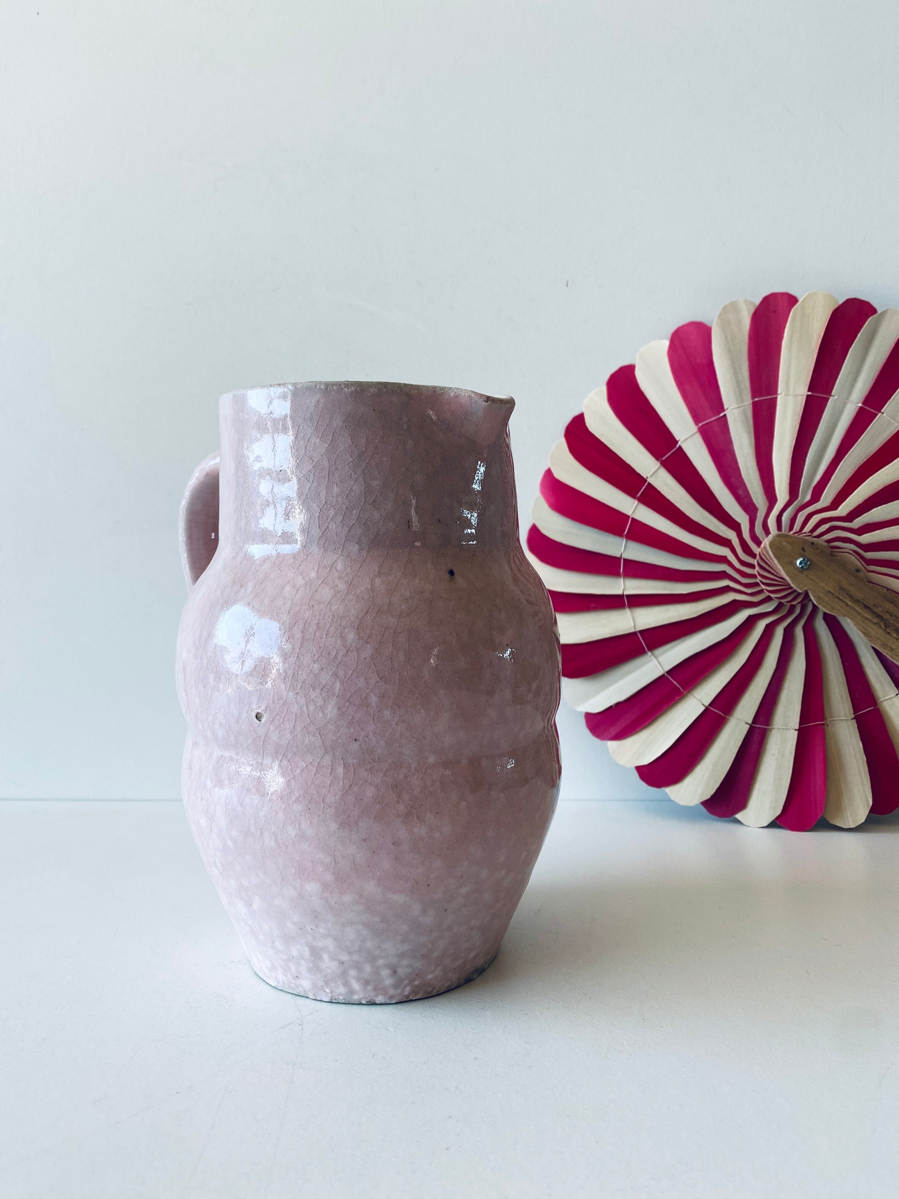 Pitcher in pink glazed ceramic