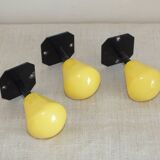 3 vintage coat/door hooks from the 50s/60s black/yellow