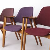Vintage Lounge Chairs Set of 4, Germany 1960s, Beech Wood, Newly Upholstery