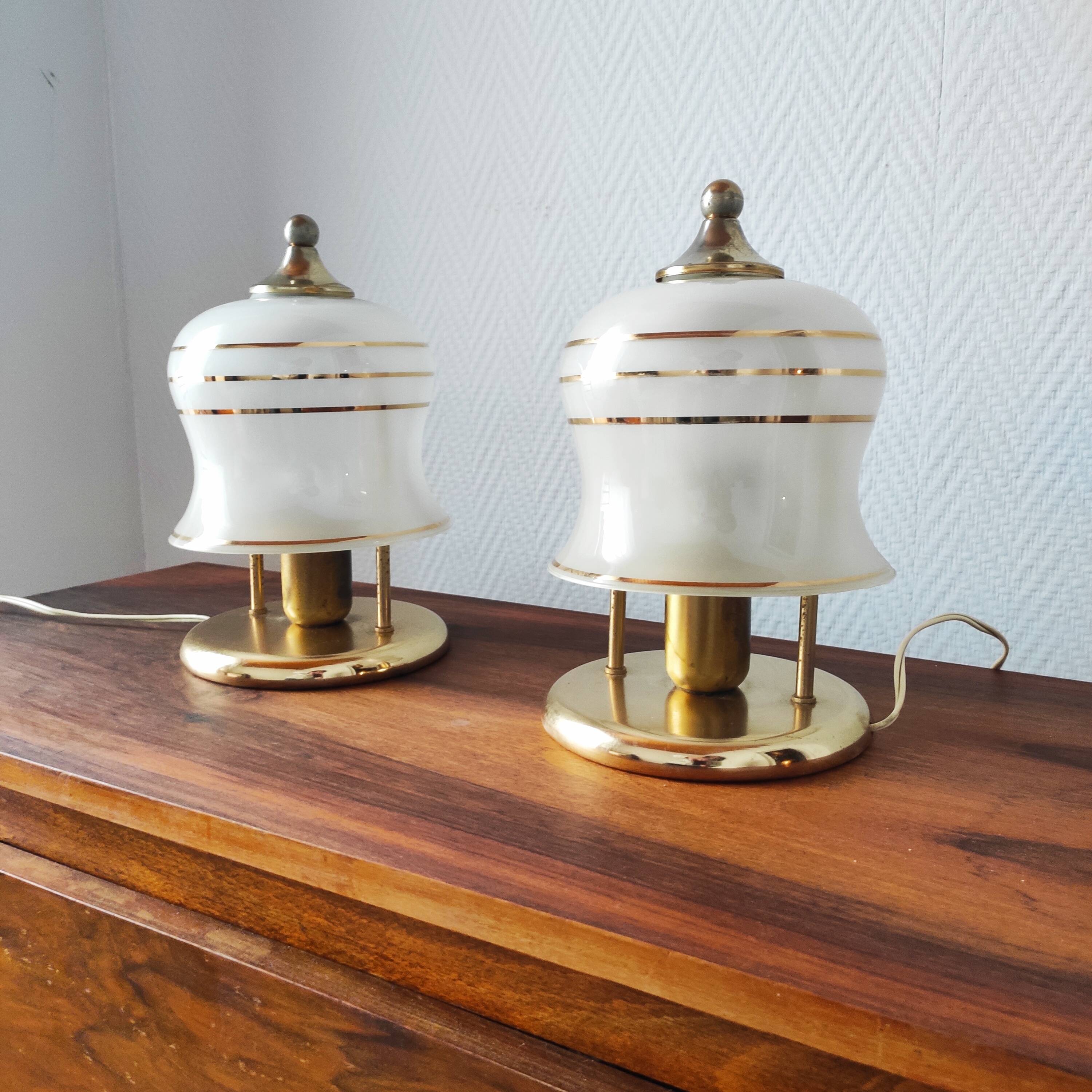 Pair of antique art deco lamps
