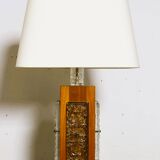 Vintage teak wood and glass lamp by Ateljé Glas & Trä, Sweden 1960s