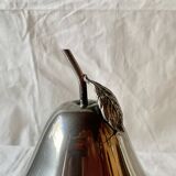 Chromed metal pear - 1 carafe and 6 amber crystal glasses - liquor cellar
