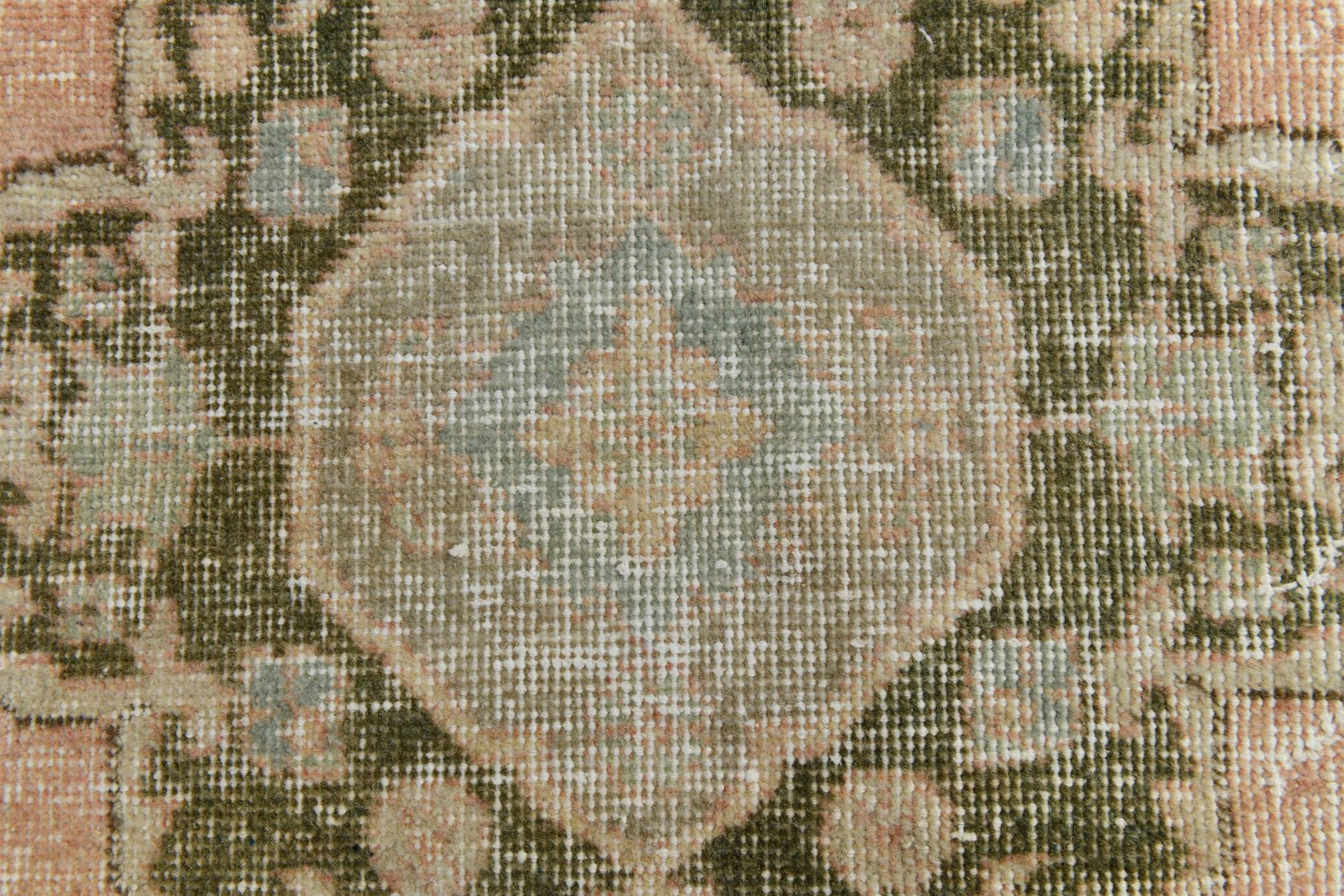 3x12 Vintage Blush Pink Classic Persian Runner Rug, 90x358Cm