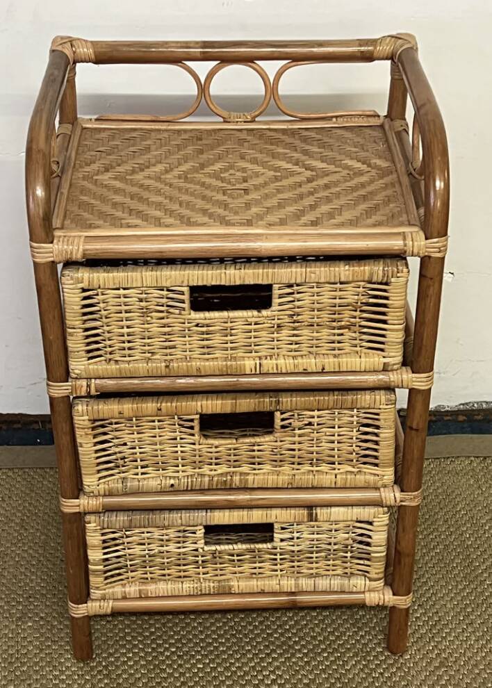 Vintage rattan chest of drawers