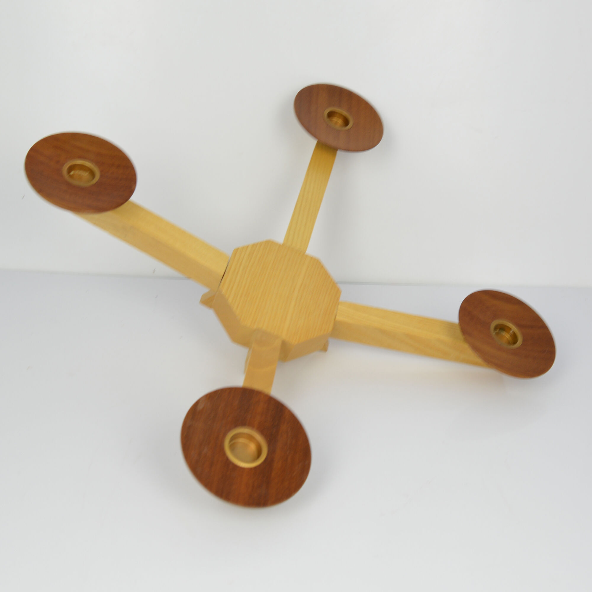 Four-pointed wooden candle holder, Denmark from the 1970s