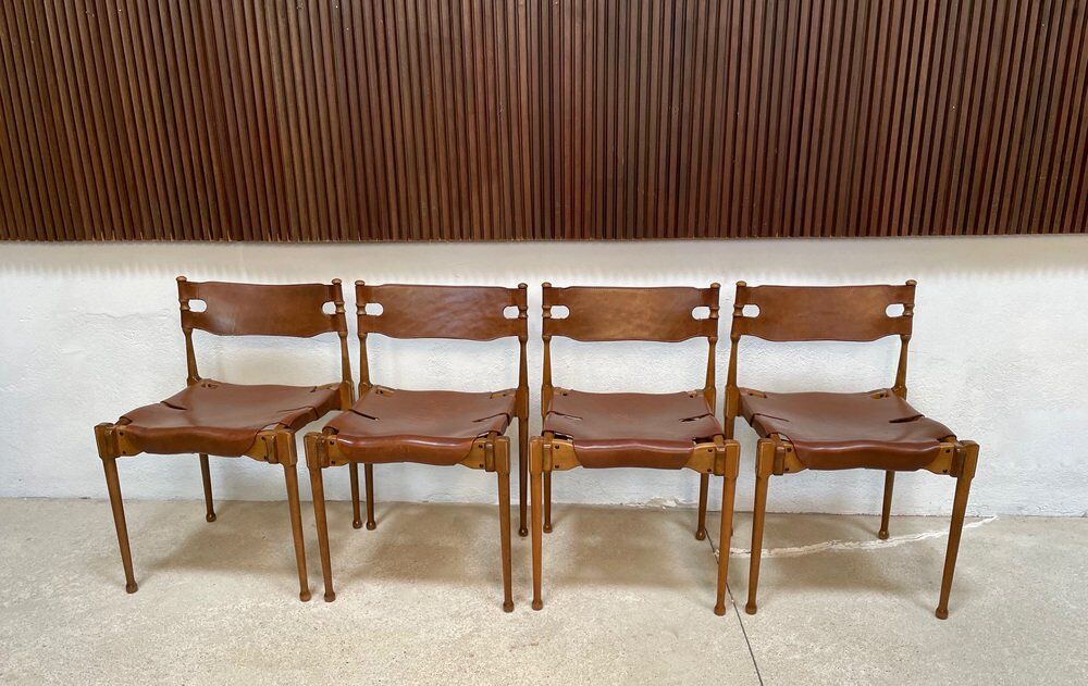 Montreal leather dining chairs by Frei Otto, Germany 1967, Set of 4