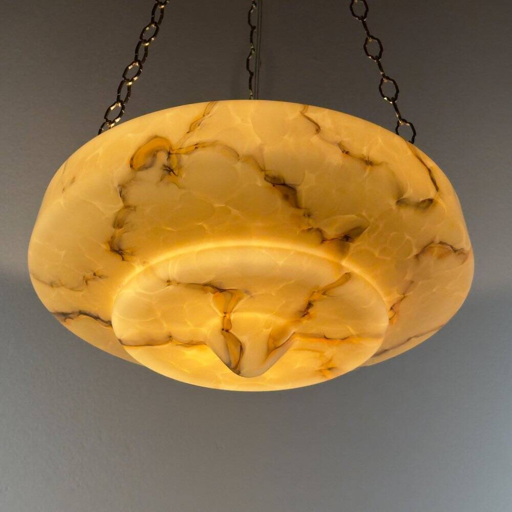 Art Deco pendant lamp in yellow glass, 1930s