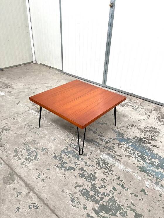 Teak coffee table with hairpin legs