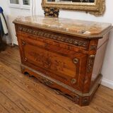 Marquetry commode Napoleon III – Marble top – Gilded bronzes