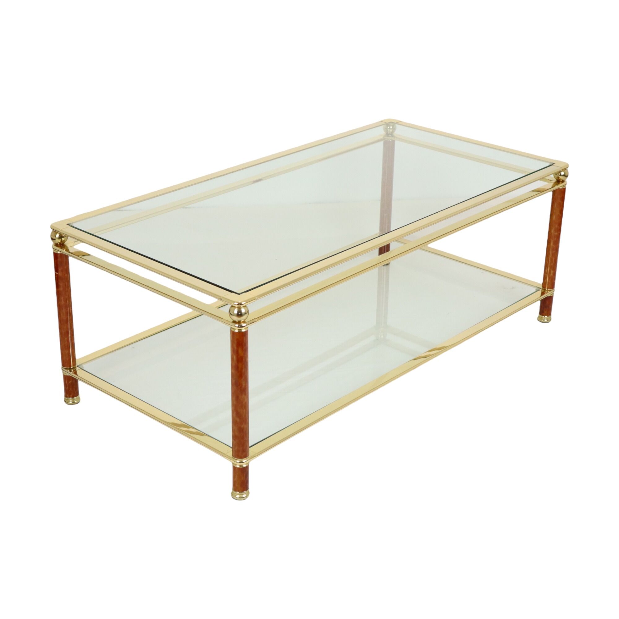 Coffee Table Italian Design Gold Plated Chrome Glass Orsenigo Hollywood Regency 120cm