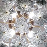 Large Murano Vintage Ceiling Light Black Flowers, 1970s