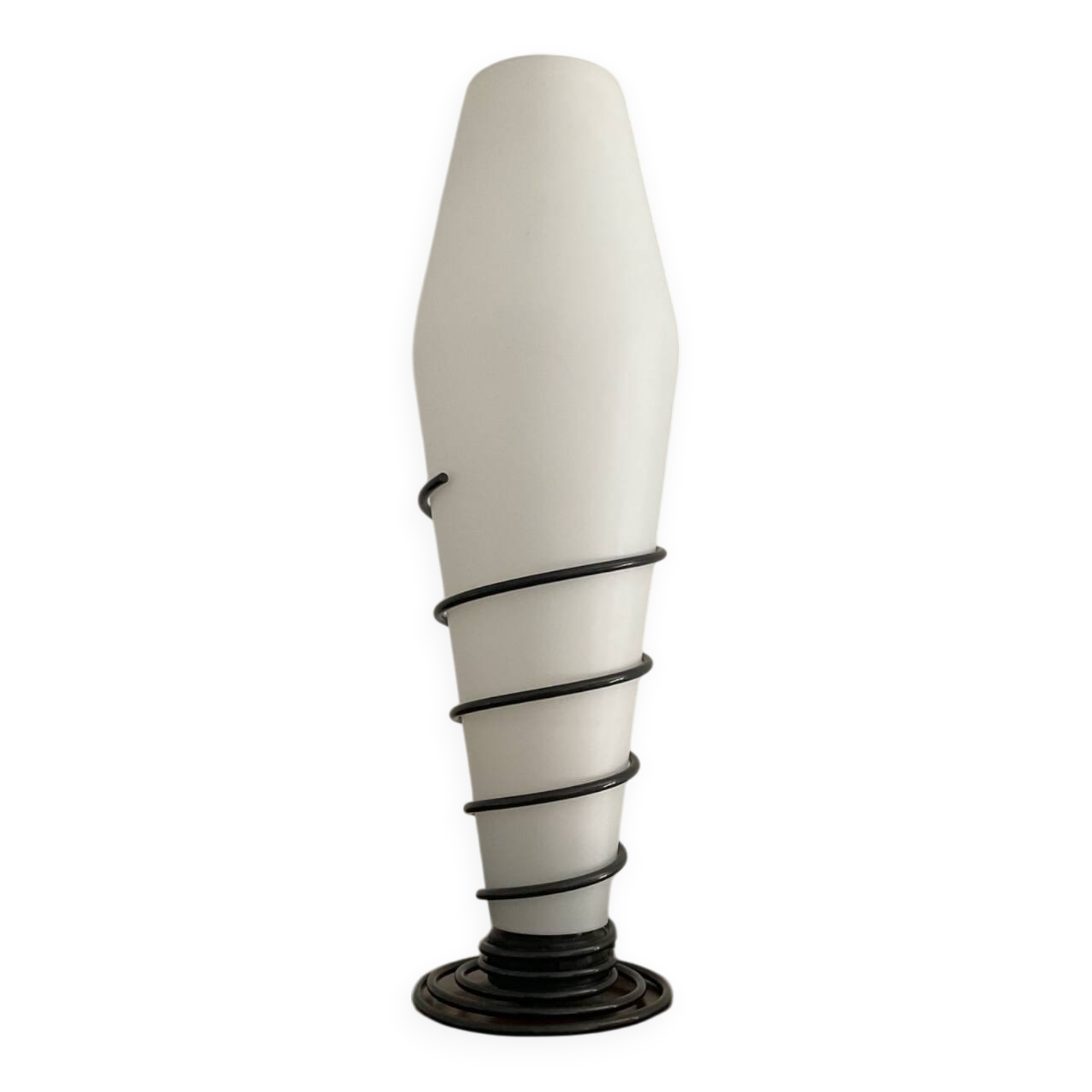 Vintage opaline and metal lamp