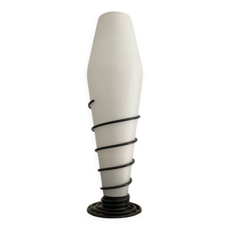 Vintage opaline and metal lamp