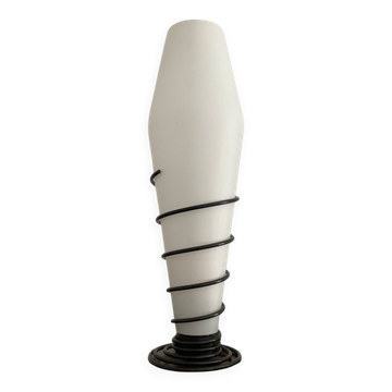 Lampe vintage en opaline et métal