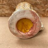 Antique vase pitcher vallauris fat lava ceramic yellow white foam #b479