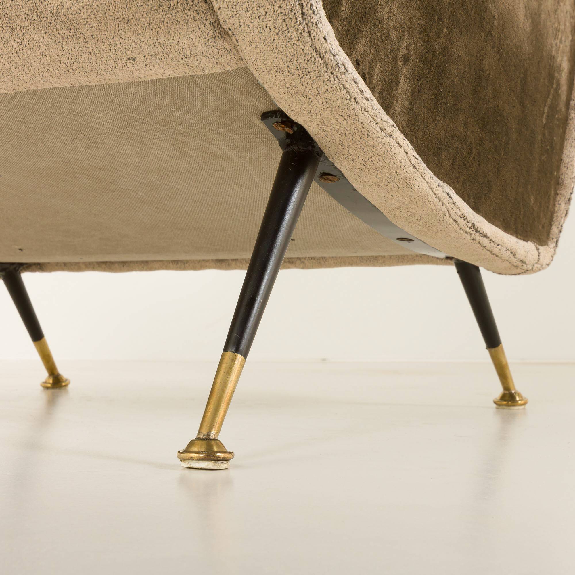 Italian velevet mid century lounge chair in the style of Marco Zanuso, 1960