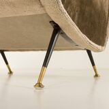 Italian velevet mid century lounge chair in the style of Marco Zanuso, 1960