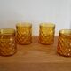 4 amber vintage Pernod Pastis glasses