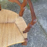Provencal double armchair with woven rush in walnut