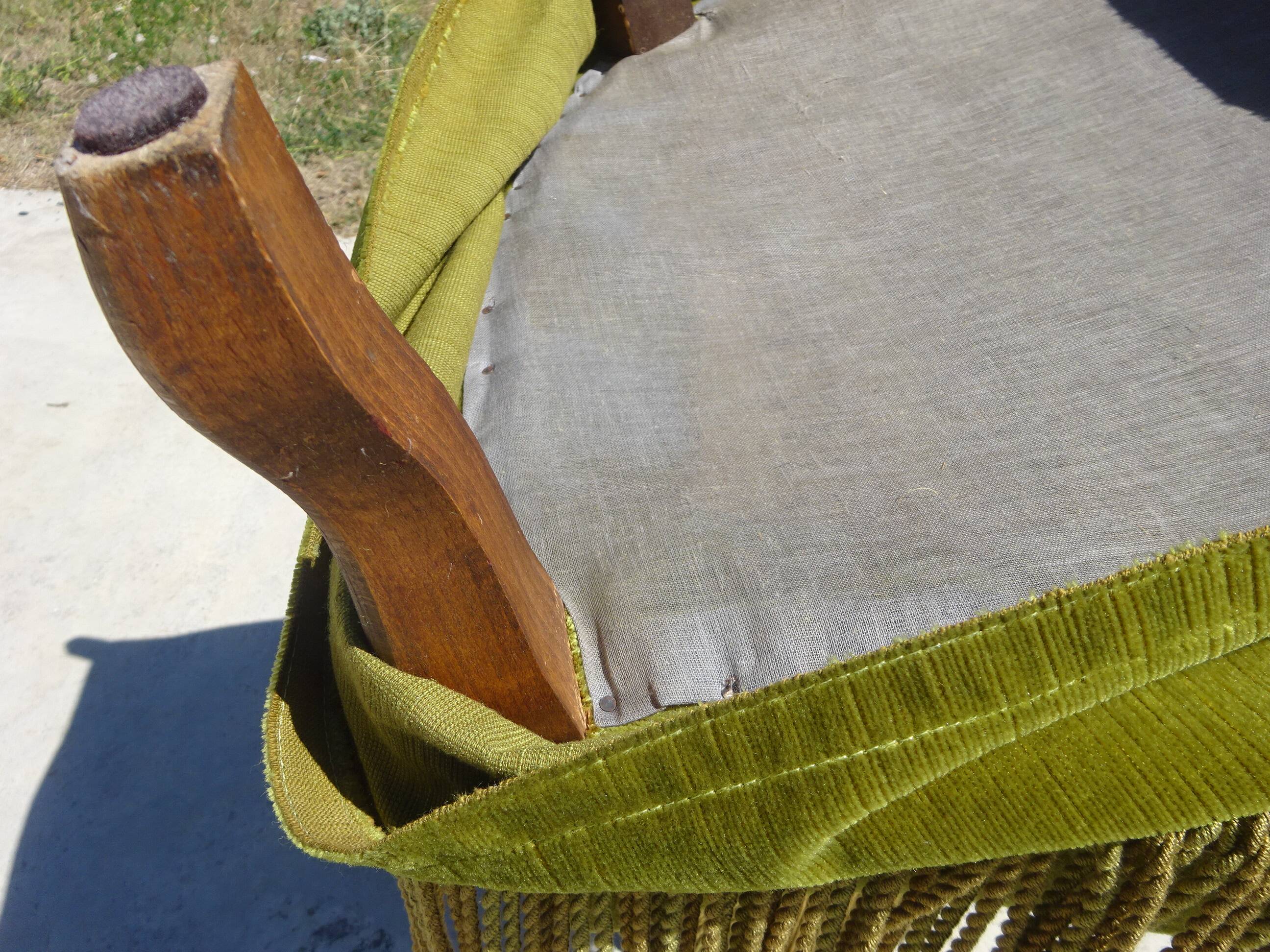 Fauteuils crapauds en velours vert, les 2
