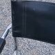 Fauteuil style MG5 tubes chromés assise et dossier cuir noir