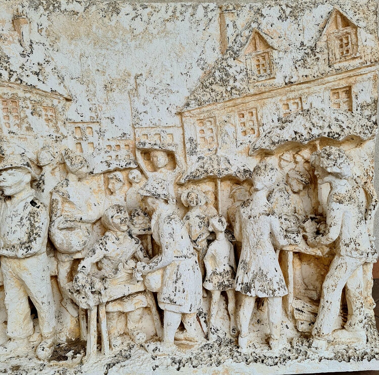 High relief plaster plaque