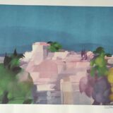 The Pink Village - Hand-signed lithograph - EA - Alfred Defossez