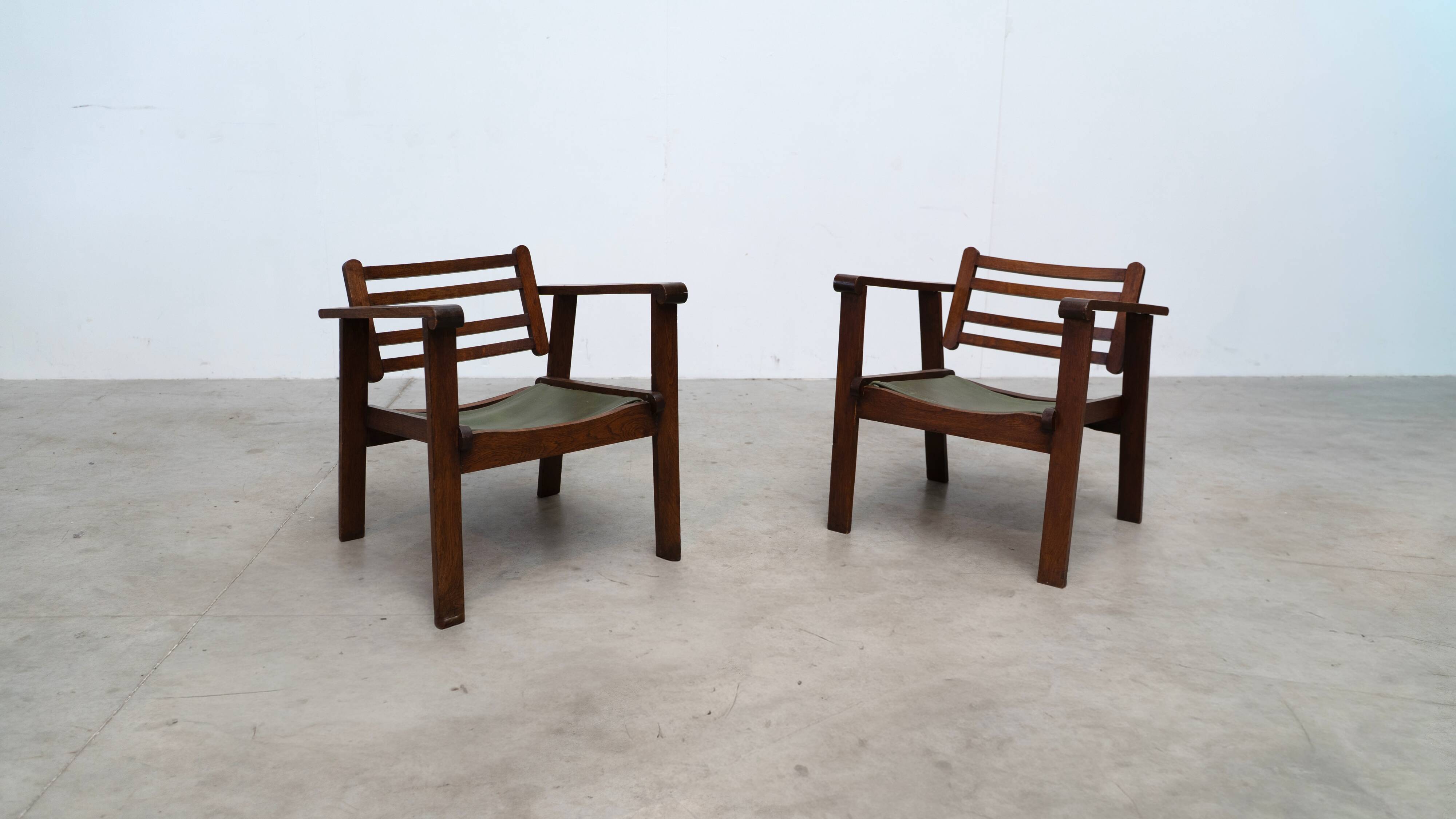 Set of two early French lounge chairs