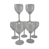 Set of 7 wine glasses engraved 50s