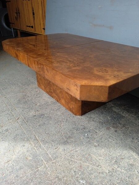 Elm coffee table glass bar, 70s