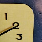 Vintage clock formica rectangular silent wall clock "Sun yellow"