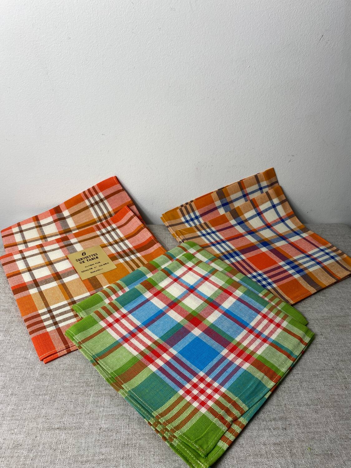 Serviettes de tables pur coton neuves vintage