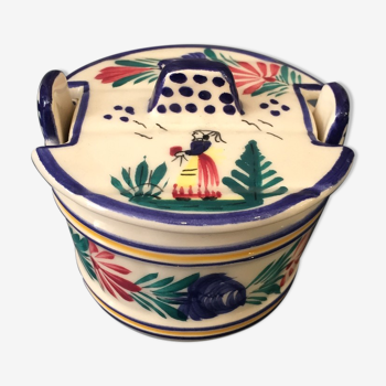 Saloir pot with lid hb quimper breton decor