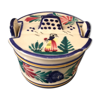 Saloir pot with lid hb quimper breton decor