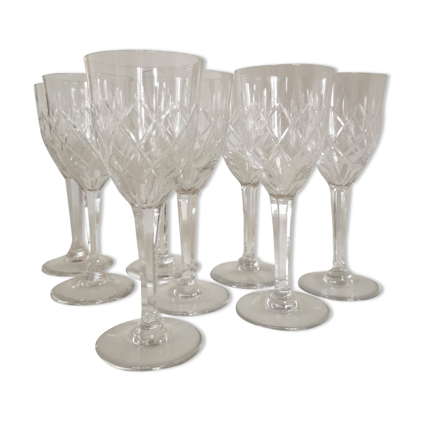 Service of 8 glass of Bohemian crystal wine