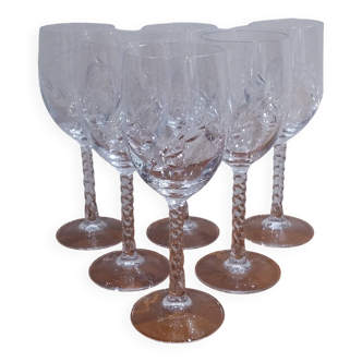 Very Pretty Set of 6 Epi Fleury Water Glasses in Arques Crystal