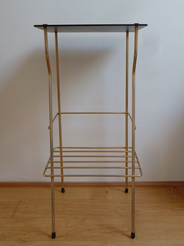 Glass and golden brass fifth wheel/end of sofa