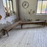 Pair of 1950 benches with oak and beech slats