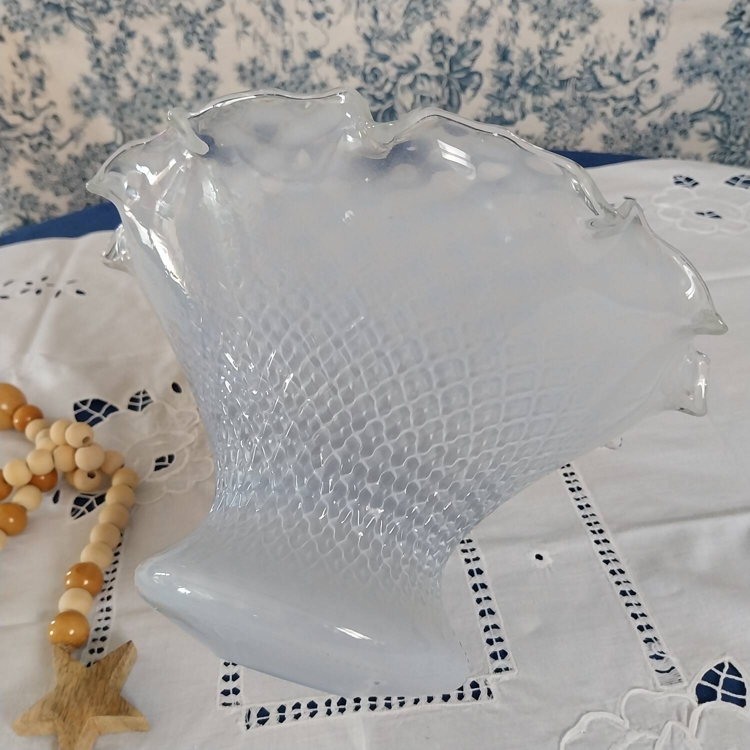 Vintage worked glass lampshade