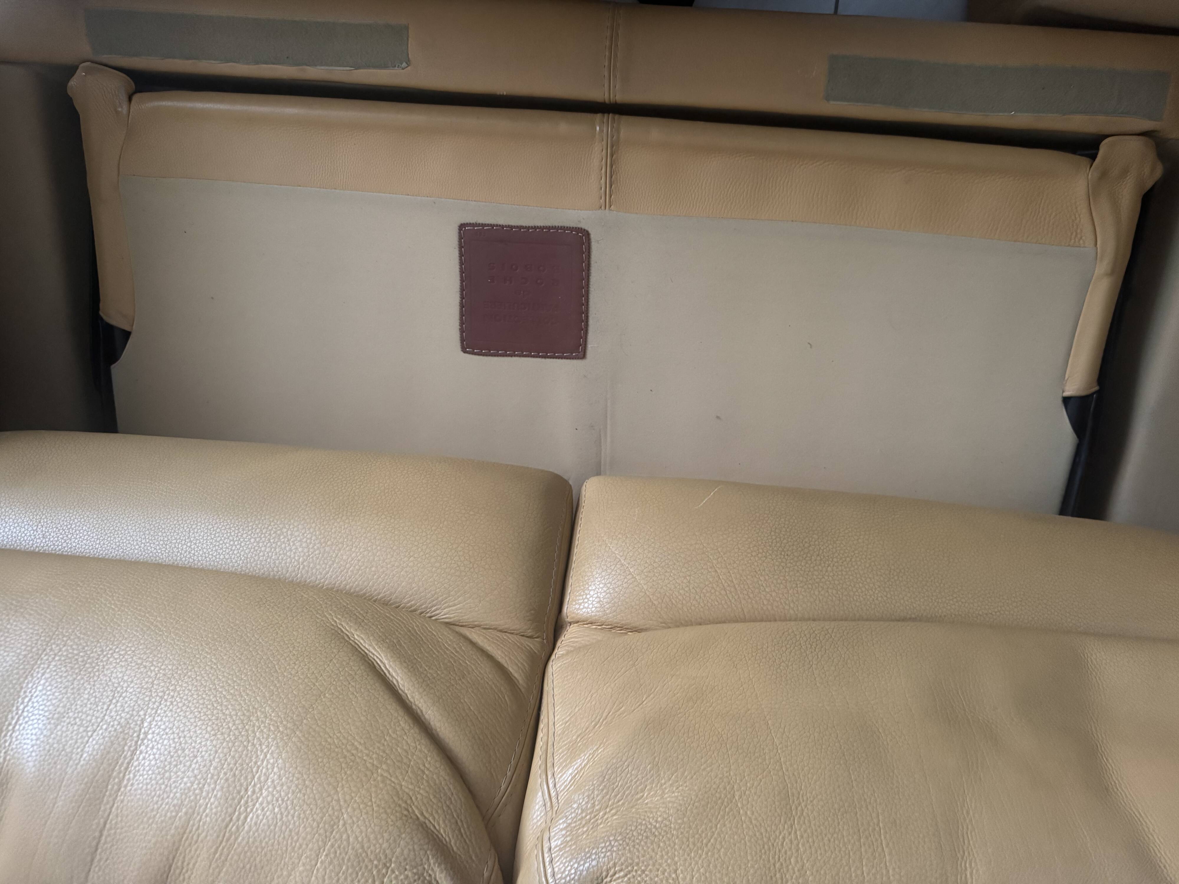 Roche Bobois beige leather sofa bed - Good condition